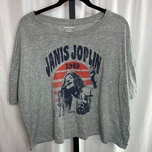 Janis Joplin 1969 Gray Cropped T-Shirt, size XXL
